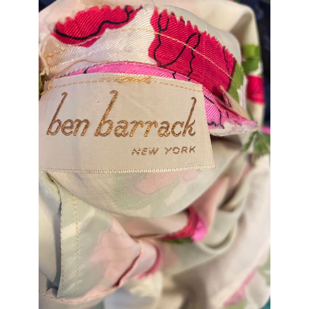 Vintage Ben Barrack 50s 60s Silk Floral Sheath Dress Bolero 2pc ILGWU Pink - Picture 8 of 11
